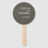 Elegante Neutrale Lijn Kunst Bloem Bruiloft Handwaaier (Achterkant)