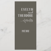 Elegante Neutrale Lijn Kunst Bloem Bruiloft Menu (Achterkant)