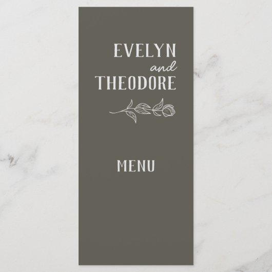 Elegante Neutrale Lijn Kunst Bloem Bruiloft Menu (Achterkant)