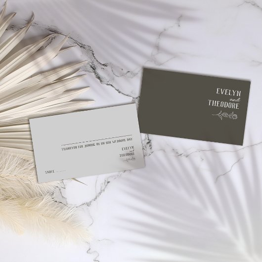 Elegante Neutrale Lijn Kunst Bloem Bruiloft Plaatskaartje