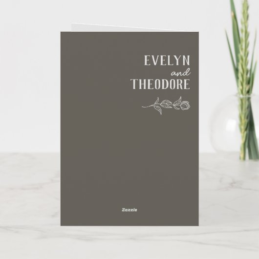 Elegante Neutrale Lijn Kunst Bloem Bruiloft Programma (Achterkant)