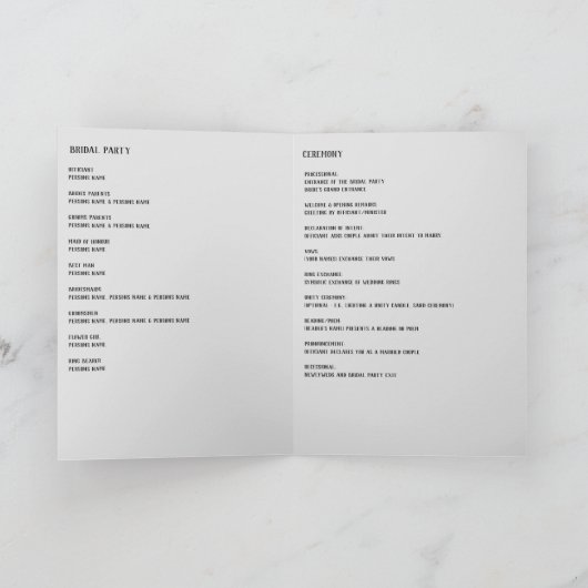 Elegante Neutrale Lijn Kunst Bloem Bruiloft Programma (Binnen)