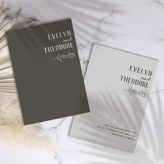 Elegante Neutrale Lijn Kunst Bloem Bruiloft Save The Date