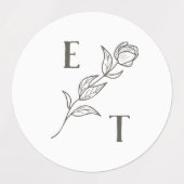 Elegante Neutrale Lijn Kunst Bloem Bruiloft Sticke Labels (Design 1)