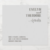 Elegante Neutrale Lijn Kunst Bloem Bruiloft Uitnod Sparkling Wijnetiket (Enkel label)