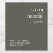 Elegante Neutrale Lijn Kunst Bloem Bruiloft Uitnod Wijn Etiket (Enkel label)