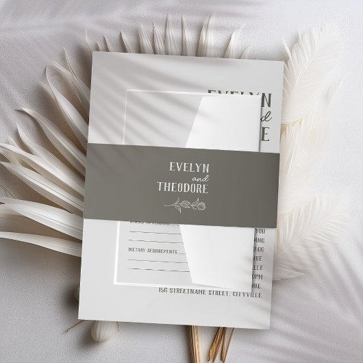 Elegante Neutrale Lijn Kunst Bloem Bruiloft Uitnodigingen Wikkel