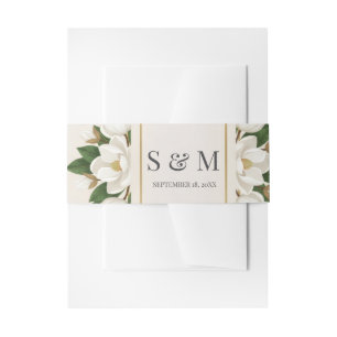 Elegante Neutrale Magnolia Bloemige Bruiloft Uitnodigingen Wikkel