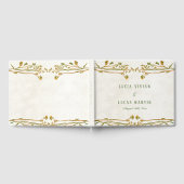 Elegante Neutrale oker Cream Groene Rustieke Bruil Gastenboek (Volledig)