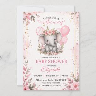 Elegante neutrale olifant baby shower uitnodiging