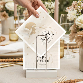 Elegante neutrale ooievaar babyshower papieren ser servet