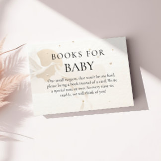 Elegante neutrale ooievaar-boeken voor baby informatiekaartje
