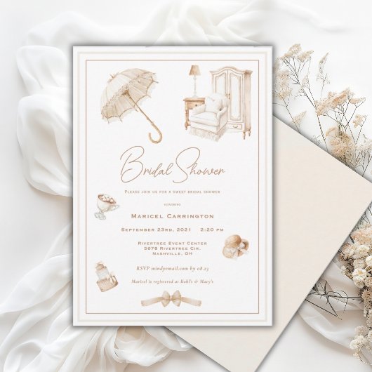 Elegante neutrale paraplu bruid kaart