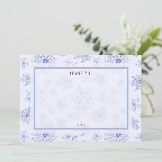 Elegante Neutrale Schaduw Bloemen Blank Dank u Bedankkaart (Staand voorkant)