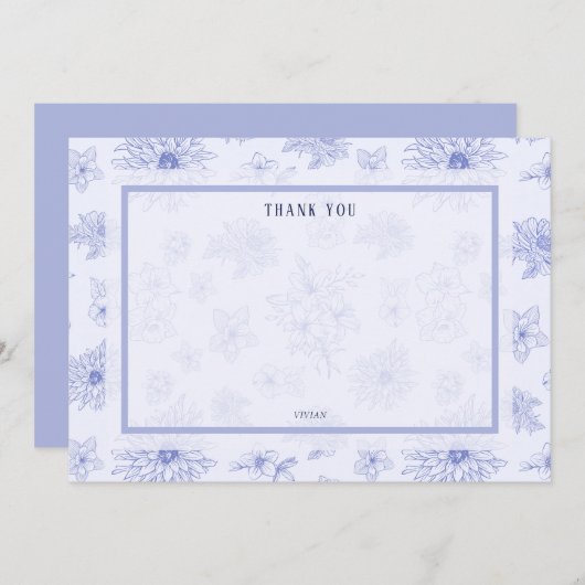 Elegante Neutrale Schaduw Bloemen Blank Dank u Bedankkaart (Voorkant / Achterkant)