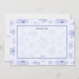 Elegante Neutrale Schaduw Bloemen Blank Dank u Bedankkaart