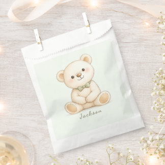 Elegante neutrale teddybeer babyshower bedankzakje