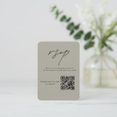 Elegante neutrale trouw-RSVP QR-code reactie  Informatiekaartje (Staand voorkant)