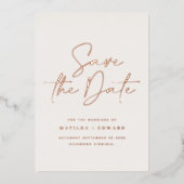 Elegante Neutrale Trouw Save The Date Script Folie Uitnodiging (Voorkant)