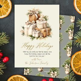 Elegante Neutrale Waterverf Kerstcadeaus Feestdagenkaart