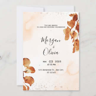 Elegante neutrale waterverf uitnodiging
