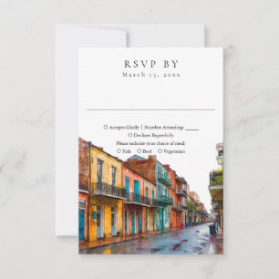 Elegante New Orleans Watercolor Bruiloft RSVP Kaartje