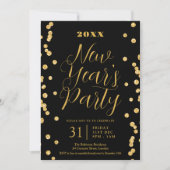 Elegante New Years Eve Gold Glitter Confetti Zwart Kaart (Voorkant)