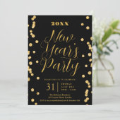 Elegante New Years Eve Gold Glitter Confetti Zwart Kaart (Staand voorkant)