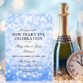 Elegante New Years Eve Navy Blue Bokeh Lights Kaart