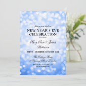 Elegante New Years Eve Navy Blue Bokeh Lights Kaart (Staand voorkant)