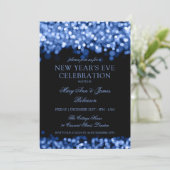 Elegante New Years Eve Navy glinsterende lichten Kaart (Staand voorkant)