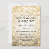 Elegante New Years Eve Party Gold Bokeh Lights Kaart (Voorkant)
