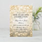 Elegante New Years Eve Party Gold Bokeh Lights Kaart (Staand voorkant)