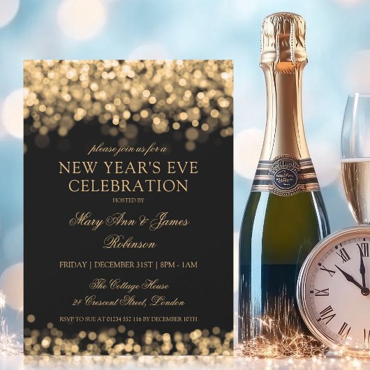Elegante New Years Eve Party Gouden Glinsterende L Kaart
