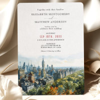 Elegante New York City Skyline bruiloft uitnodigin