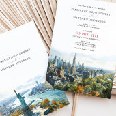 Elegante New York City Skyline bruiloft uitnodigin Kaart