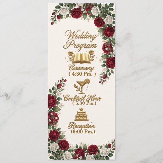 Elegante New York Roos Bloesem Huwelijksprogramma  Programmakaart (Voorkant)