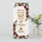 Elegante New York Roos Bloesem Huwelijksprogramma  Programmakaart (Staand voorkant)