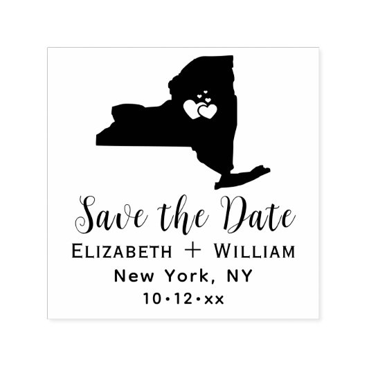 Elegante New York State Map Bruiloft Save the Date Zelfinktende Stempel (Design)