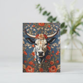 Elegante Nguni-Koe William Morris Geïnspireerd Briefkaart (Staand voorkant)