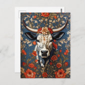 Elegante Nguni-Koe William Morris Geïnspireerd Briefkaart (Voorkant / Achterkant)