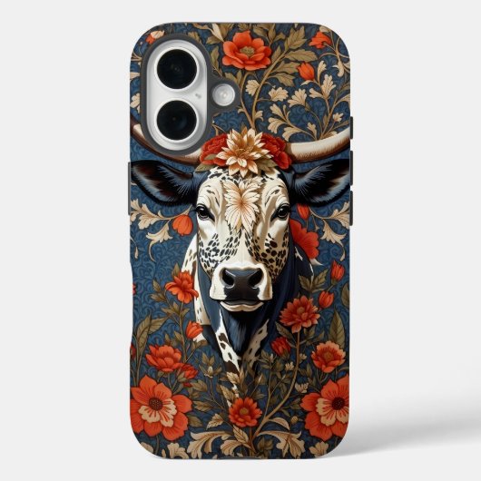 Elegante Nguni-Koe William Morris Geïnspireerd Case-Mate iPhone Case (Achterkant)