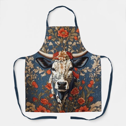 Elegante Nguni-Koe William Morris Geïnspireerd Schort (Voorkant)