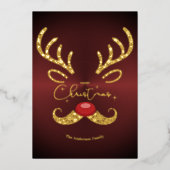 Elegante Niet-Foto Trendy Gouden Script Rendier Ke Folie Feestdagenkaart (Voorkant)