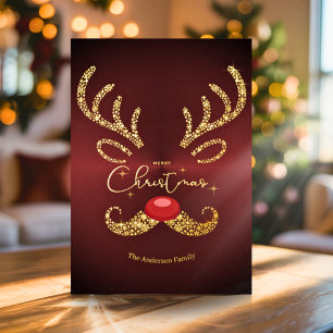 Elegante Niet-Foto Trendy Gouden Script Rendier Ke Folie Feestdagenkaart