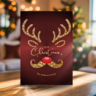 Elegante Niet-Foto Trendy Gouden Script Rendier Ke Folie Feestdagenkaart