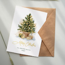 Elegante Niet-Foto Waterverf Kerstboom Folie