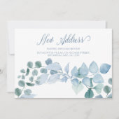 Elegante nieuwe adres eucalyptusbladeren verhuizen aankondiging (Voorkant)