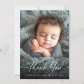 Elegante nieuwe baby aankondiging foto dank u (Voorkant)