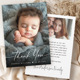 Elegante nieuwe baby aankondiging foto dank u